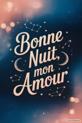 Texte en typographie stylisée sur un fond étoilé, exprimant des vœux de bonne nuit.
