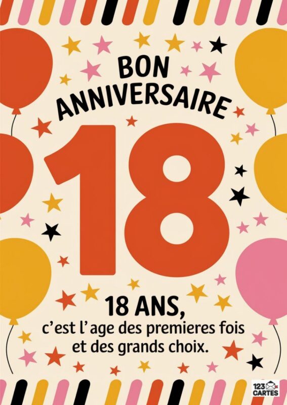 Carte Anniversaire 18 Ans