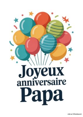 Un bouquet de ballons festifs avec des étoiles en arrière-plan pour célébrer l'anniversaire de papa.