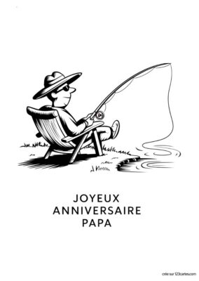 Un homme détendu, en chaise longue, pêche au bord de l'eau, portant un chapeau et des lunettes de soleil.