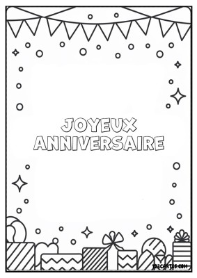 Cadre pour fête d'anniversaire avec ballons et confettis,