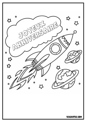 Illustration d'une navette spatiale dans l'espace avec des étoiles et des planètes.