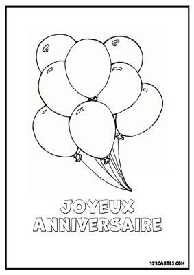 Bouquet de ballons festifs attachés par des rubans.