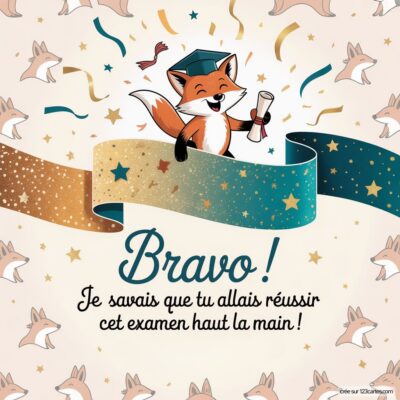 Félicitation pour une réussite à un examen