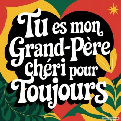 Carte virtuelle colorée pour la fête des grands-pères, avec le message : Tu es mon Grand-Père chéri pour toujours sur fond graphique.