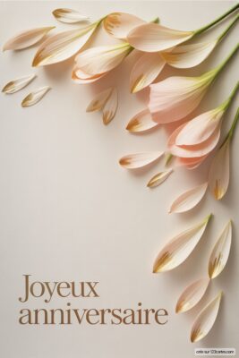 Pétales de fleurs roses et beiges disposés en diagonale sur fond crème. Fleurs délicates, certaines détachées, avec des pointes dorées. Design floral épuré et élégant.