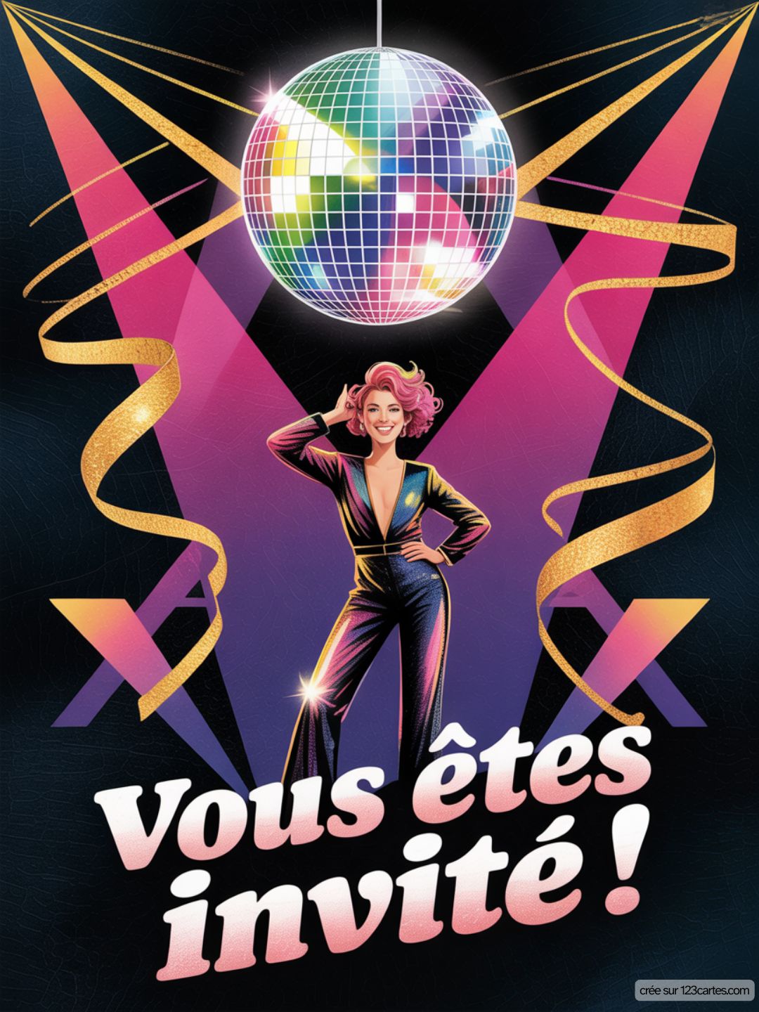 Invitation Anniversaire Theme Disco