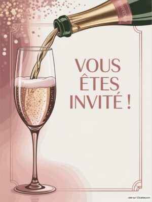 Flûte à champagne remplie d'une boisson pétillante avec un bouchon de champagne en train d'être débouché. 