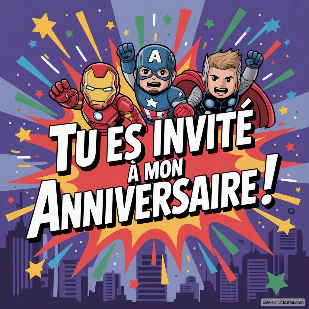 Avengers Carte Invitation Anniversaire
