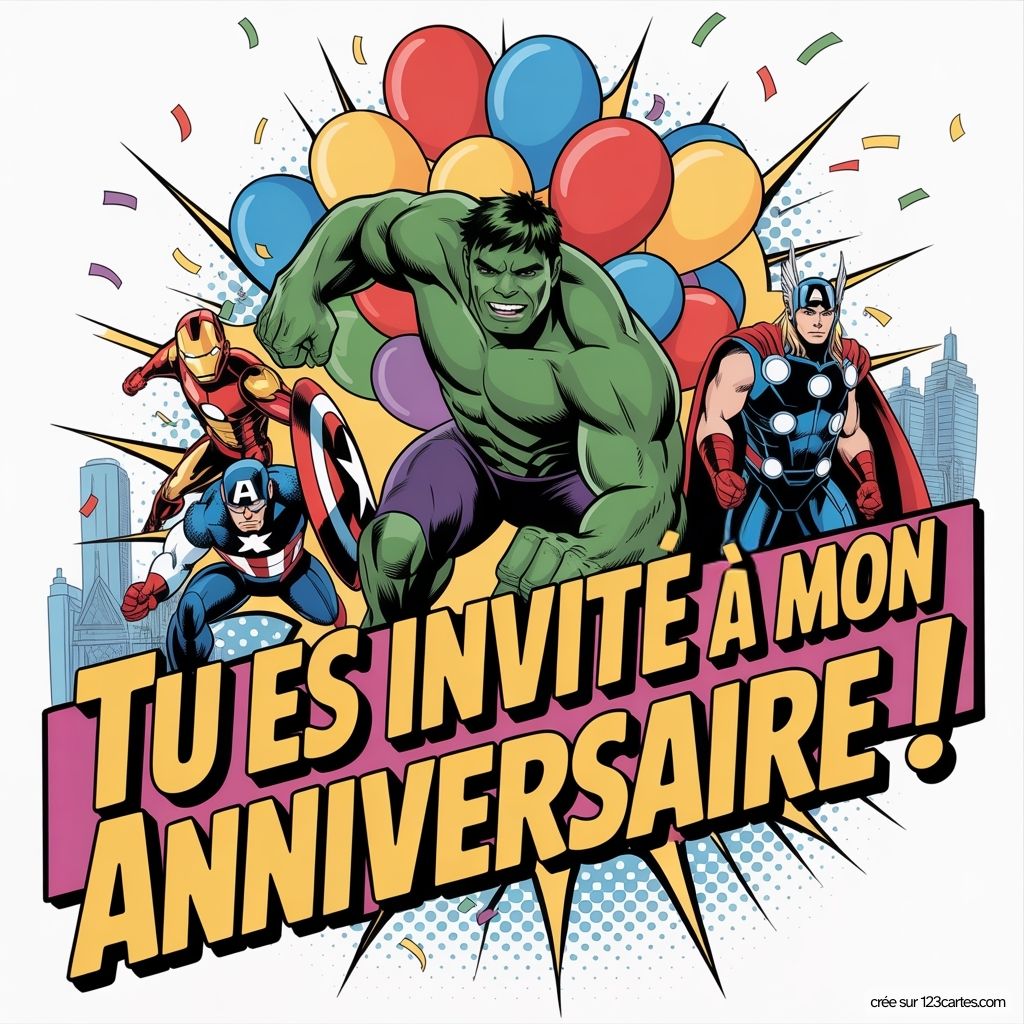 Avengers Invitation Anniversaire