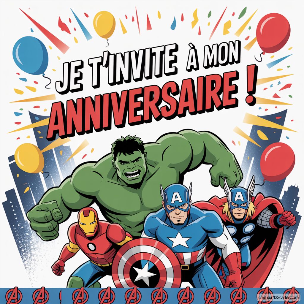 Invitation Anniversaire Gratuite Avengers