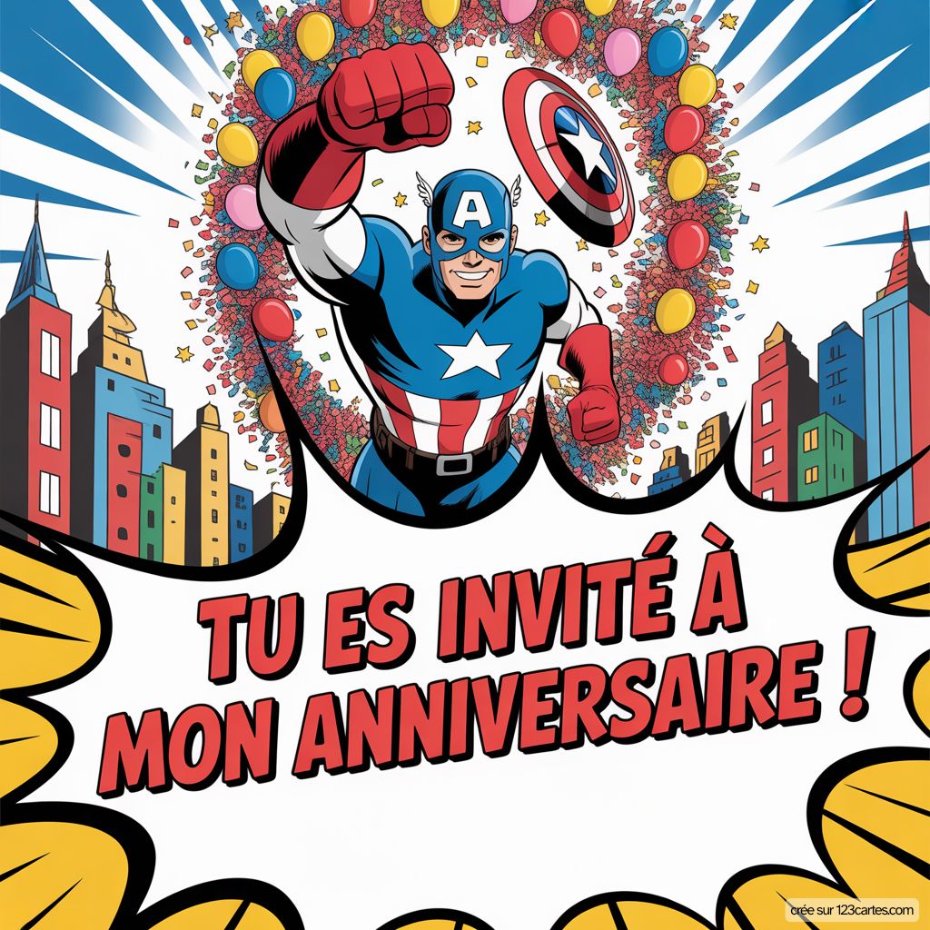 Invitation Anniversaire Captain America