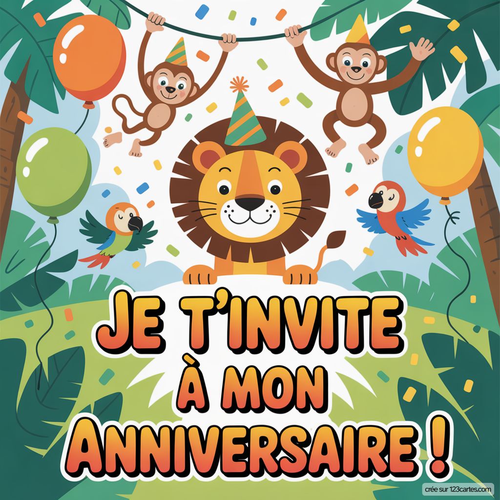 Carte D Invitation Anniversaire Jungle