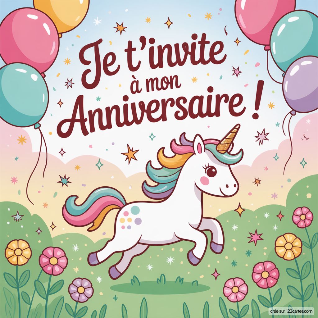 Carte Invitation Anniversaire Licorne Gratuite