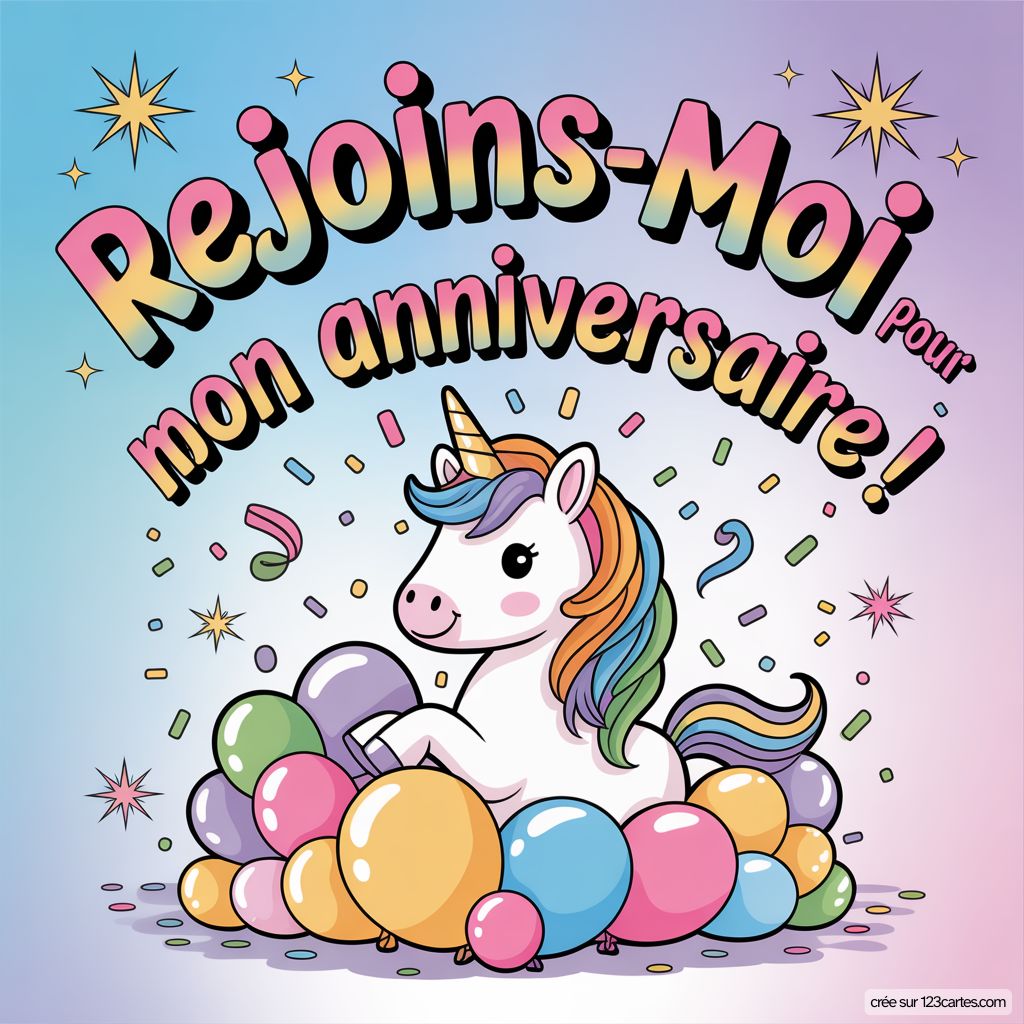 Invitation Anniversaire Virtuelle Licorne