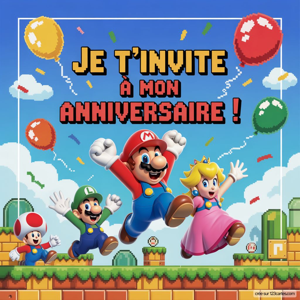 Mario Carte D Invitation Anniversaire