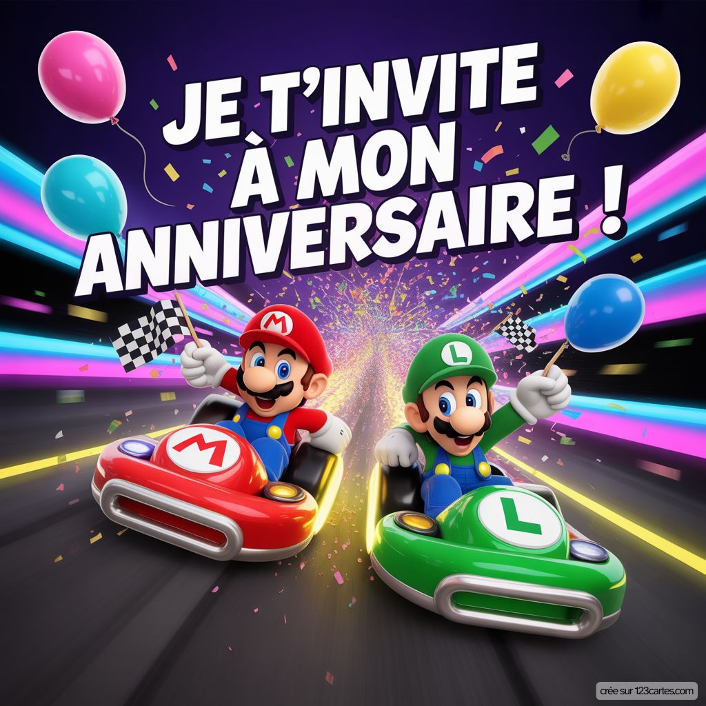 Mario Carte Invitation Anniversaire