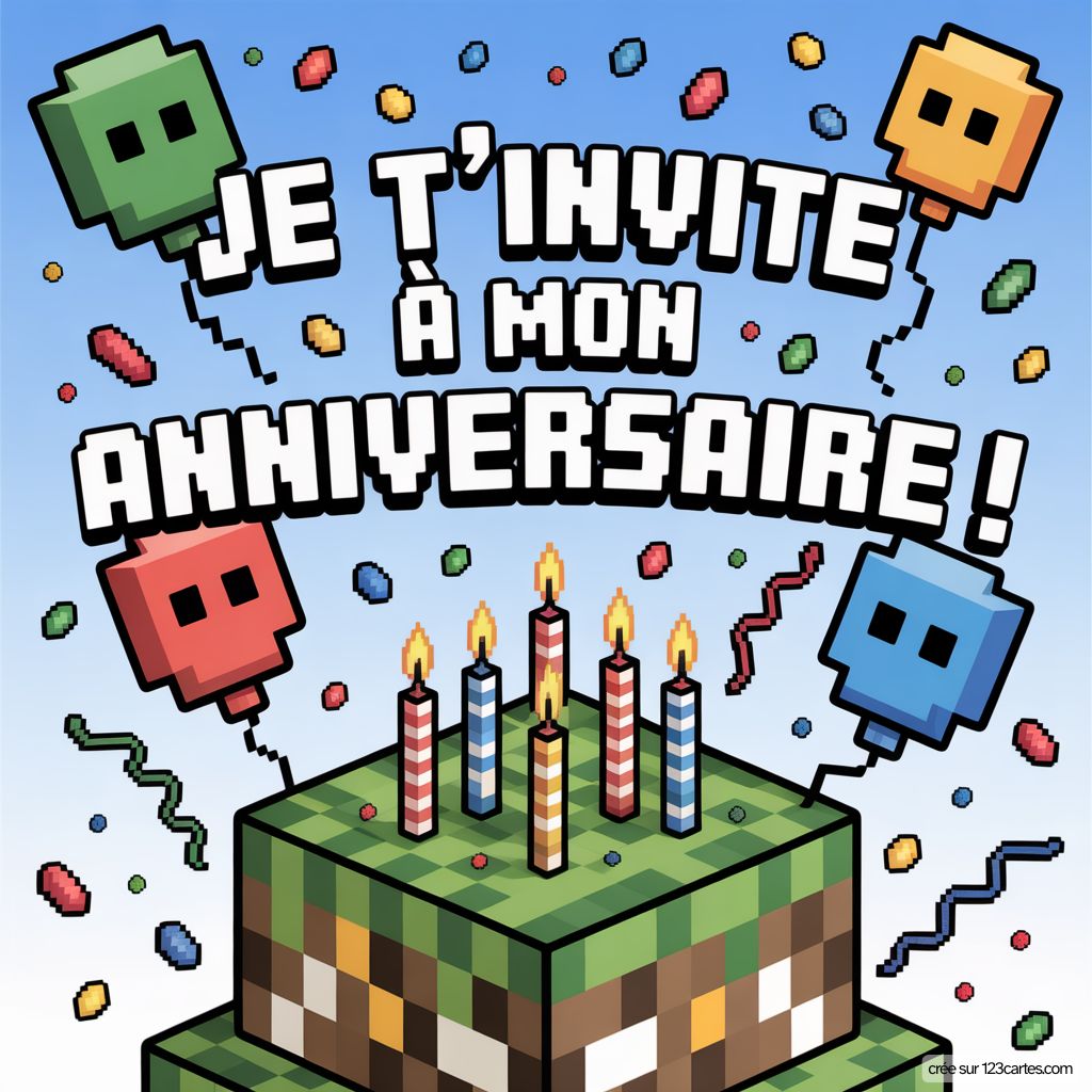 Carte Invitation Anniversaire Minecraft