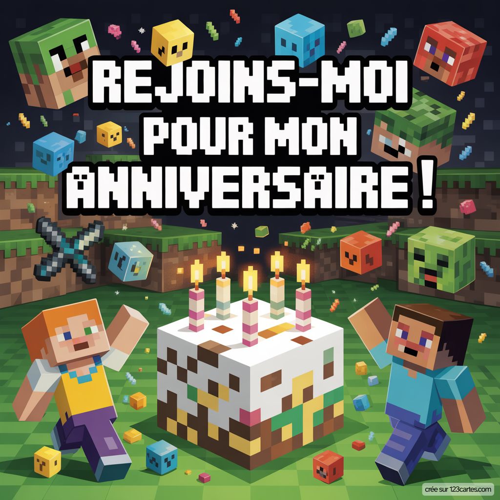 Minecraft Carte D Invitation Anniversaire