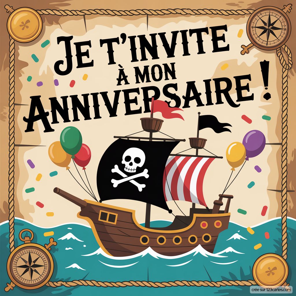 Invitation Anniversaire Pirate