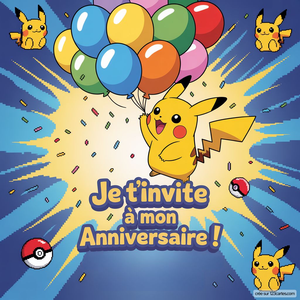 Carte Invitation Anniversaire Pokemon