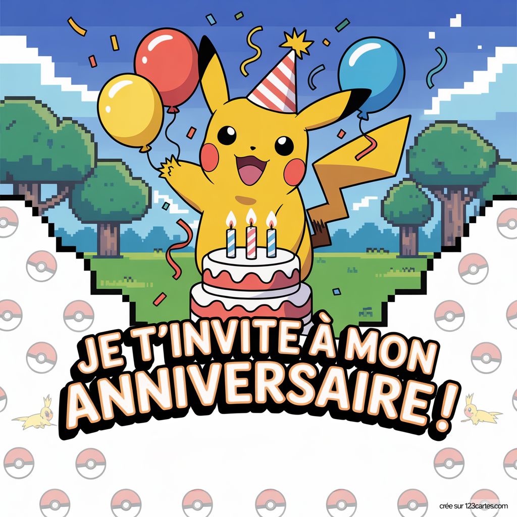 Pokemon Carte Invitation Anniversaire