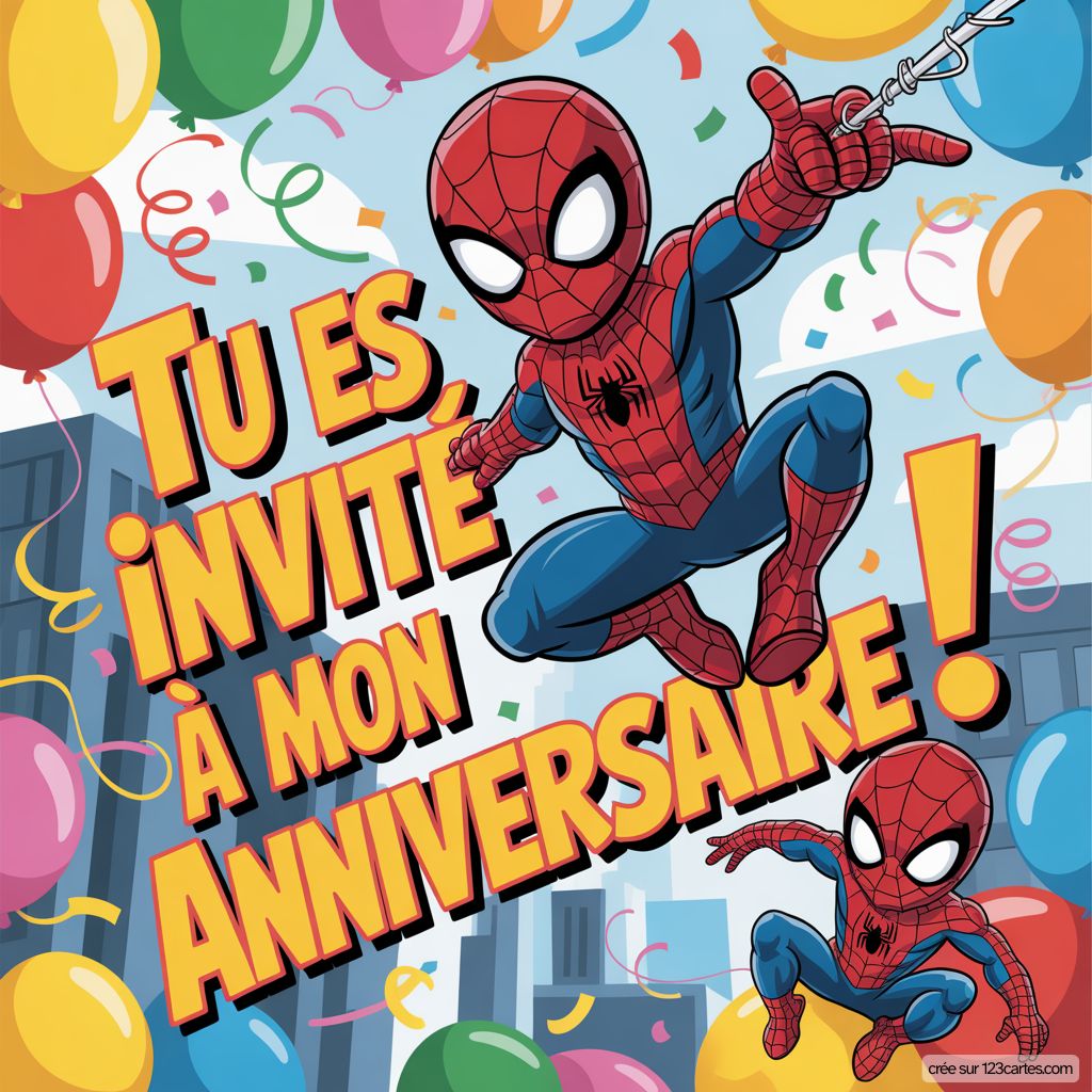Spiderman Carte D Invitation Anniversaire