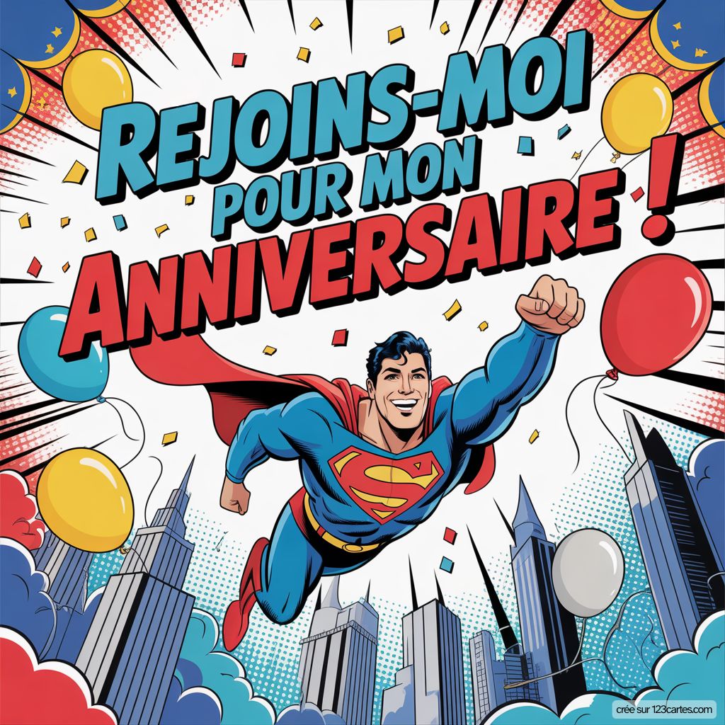 Carte Invitation Anniversaire Superman