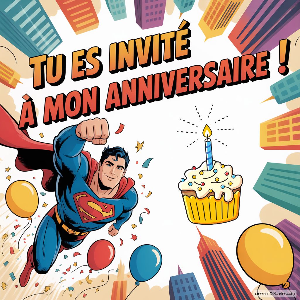 Superman Invitation Anniversaire