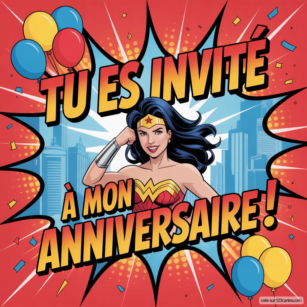 Invitation Wonder Woman Virtuelle Gratuite