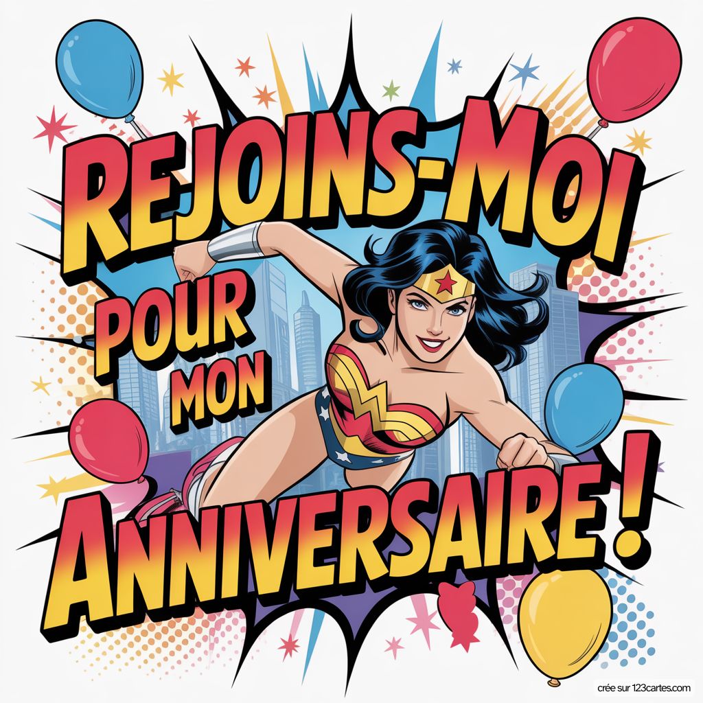 Wonder Woman Carte Invitation Anniversaire