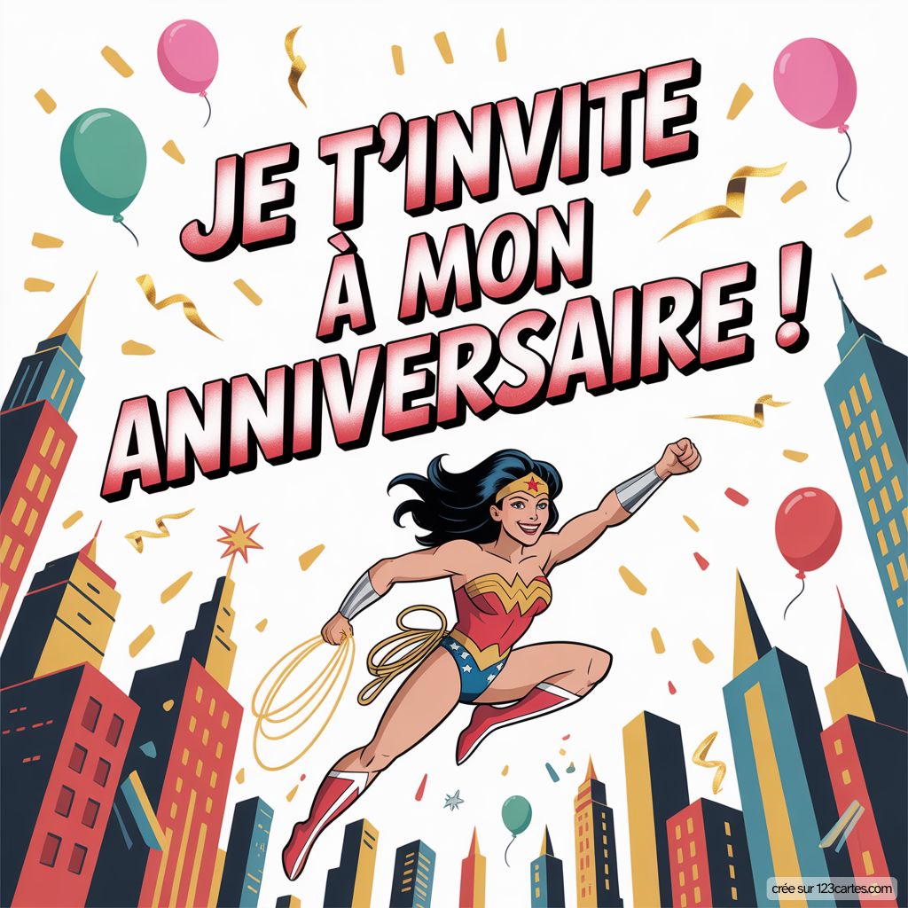 Wonder Woman Invitation Virtuelle