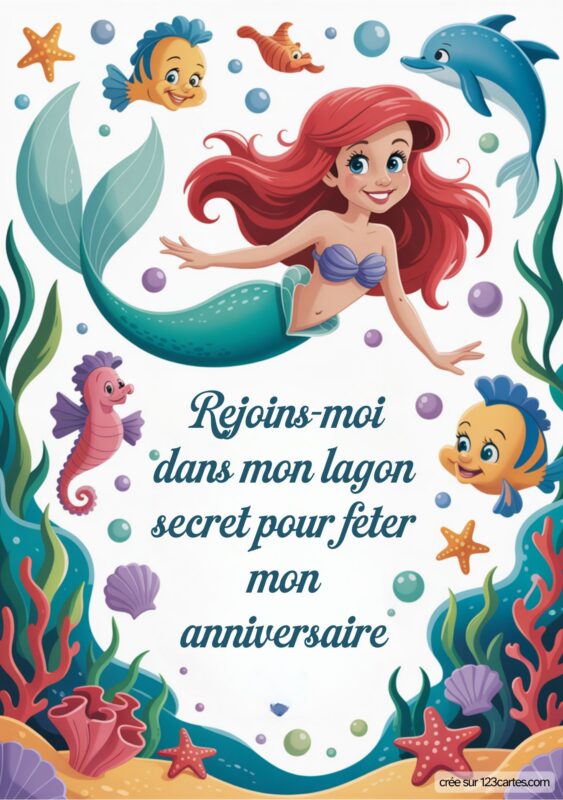 Invitation Anniversaire Ariel Sirene