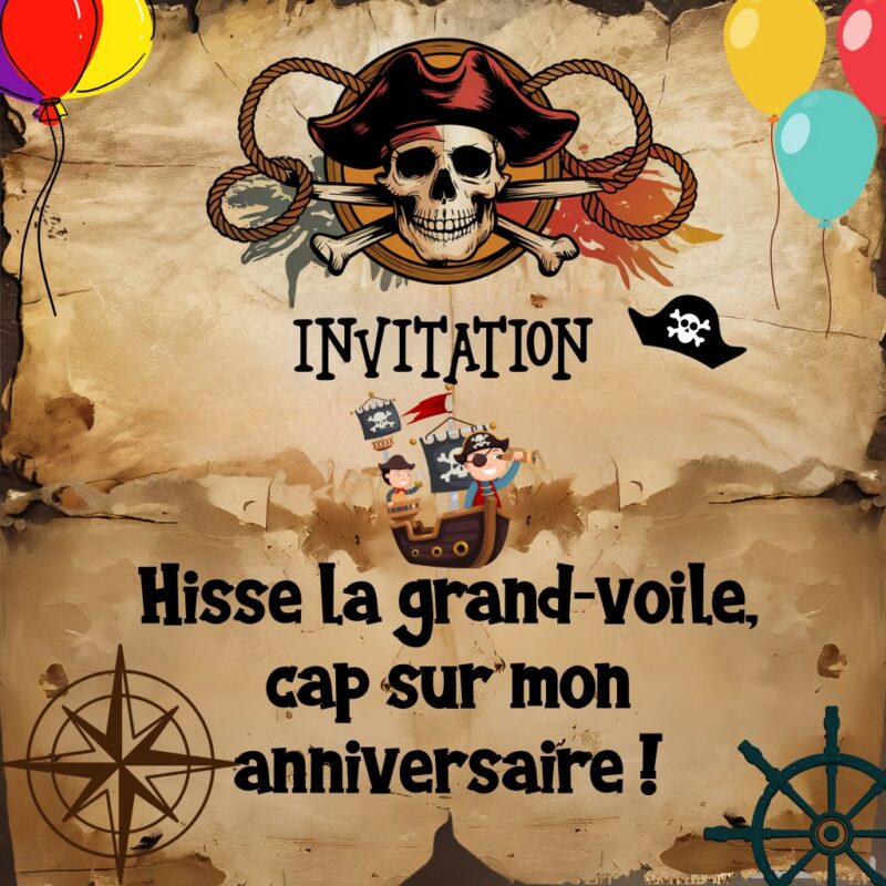 Invitation Anniversaire Parchemin Pirate