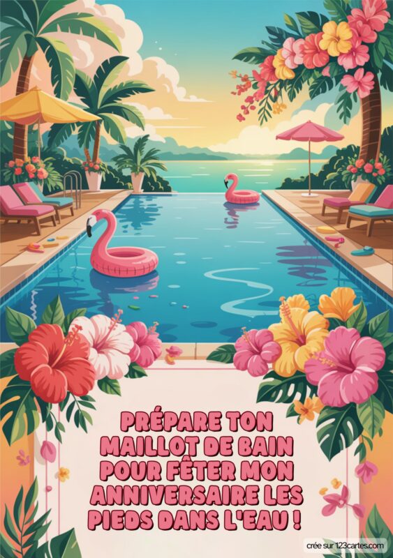 Invitation Anniversaire Theme Piscine