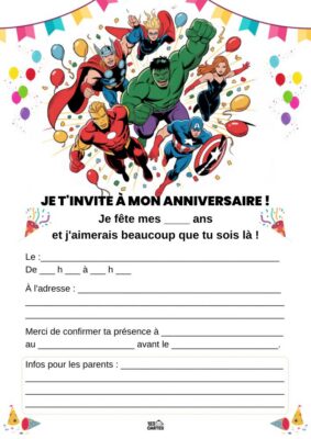 invitation anniversaire thème super héros