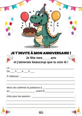 invitation thème anniversaire dinosaures