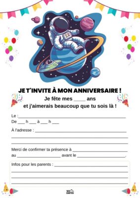 invitation anniversaire thème espace