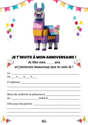 invitation anniversaire lama thème fortnite