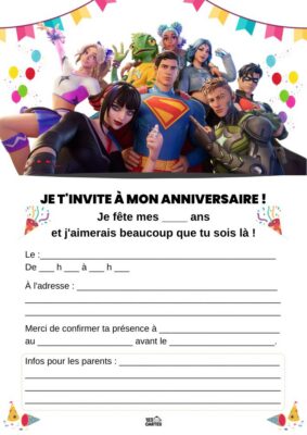 invitation anniversaire thème fortnite 2025