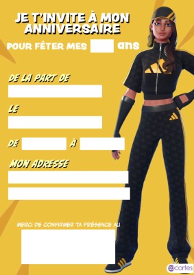 Carte invitation d'anniversaire Chill Challenger Fortnite