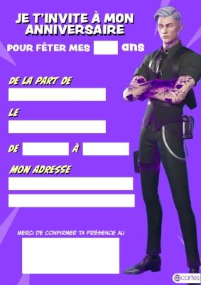 Invitation d'anniversaire Midas Fortnite