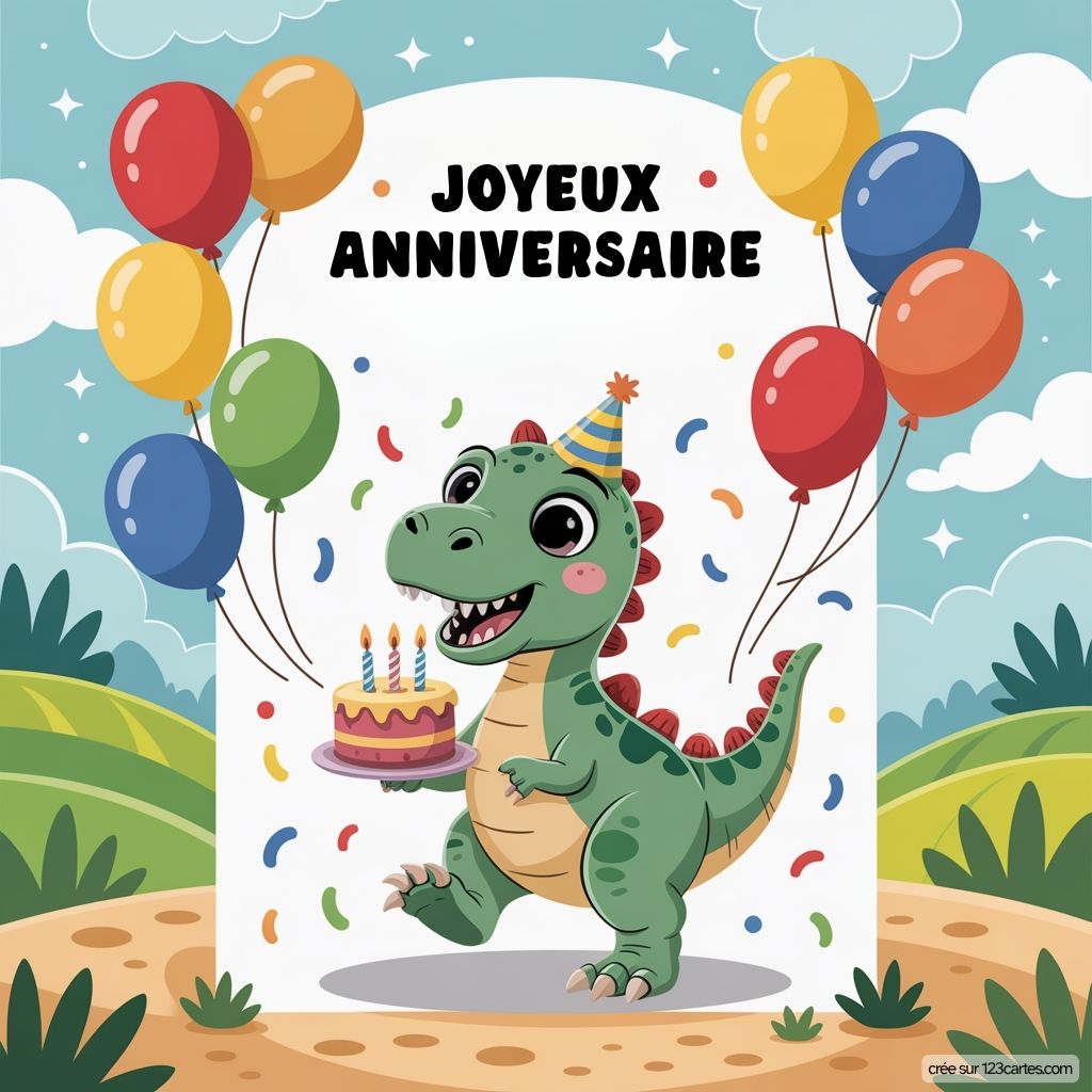 Carte D Anniversaire Dinosaure