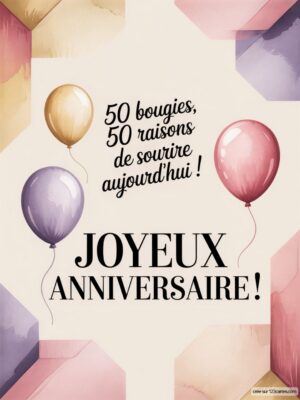 Fond coloré avec des ballons et un message de joyeux anniversaire.
