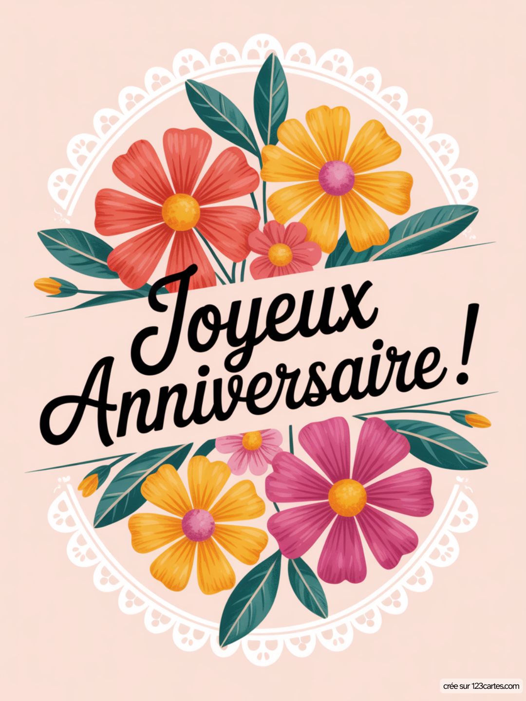 Carte Anniversaire Femme Bouquet Fleurs 04