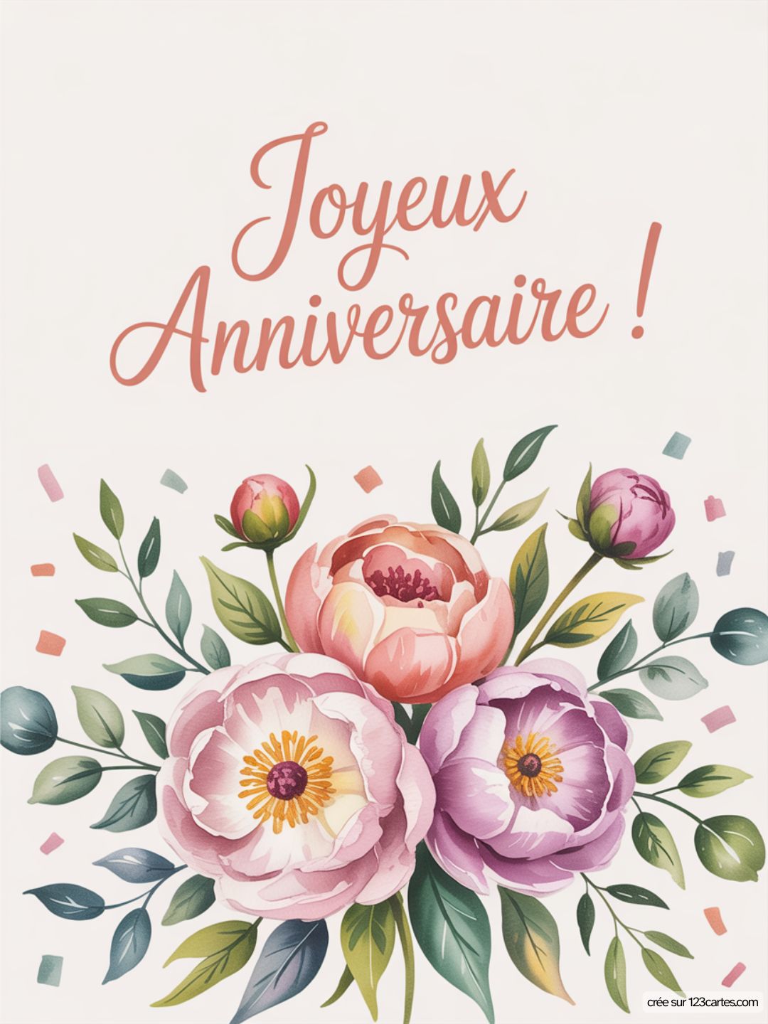 Carte Anniversaire Femme Bouquet Fleurs 06