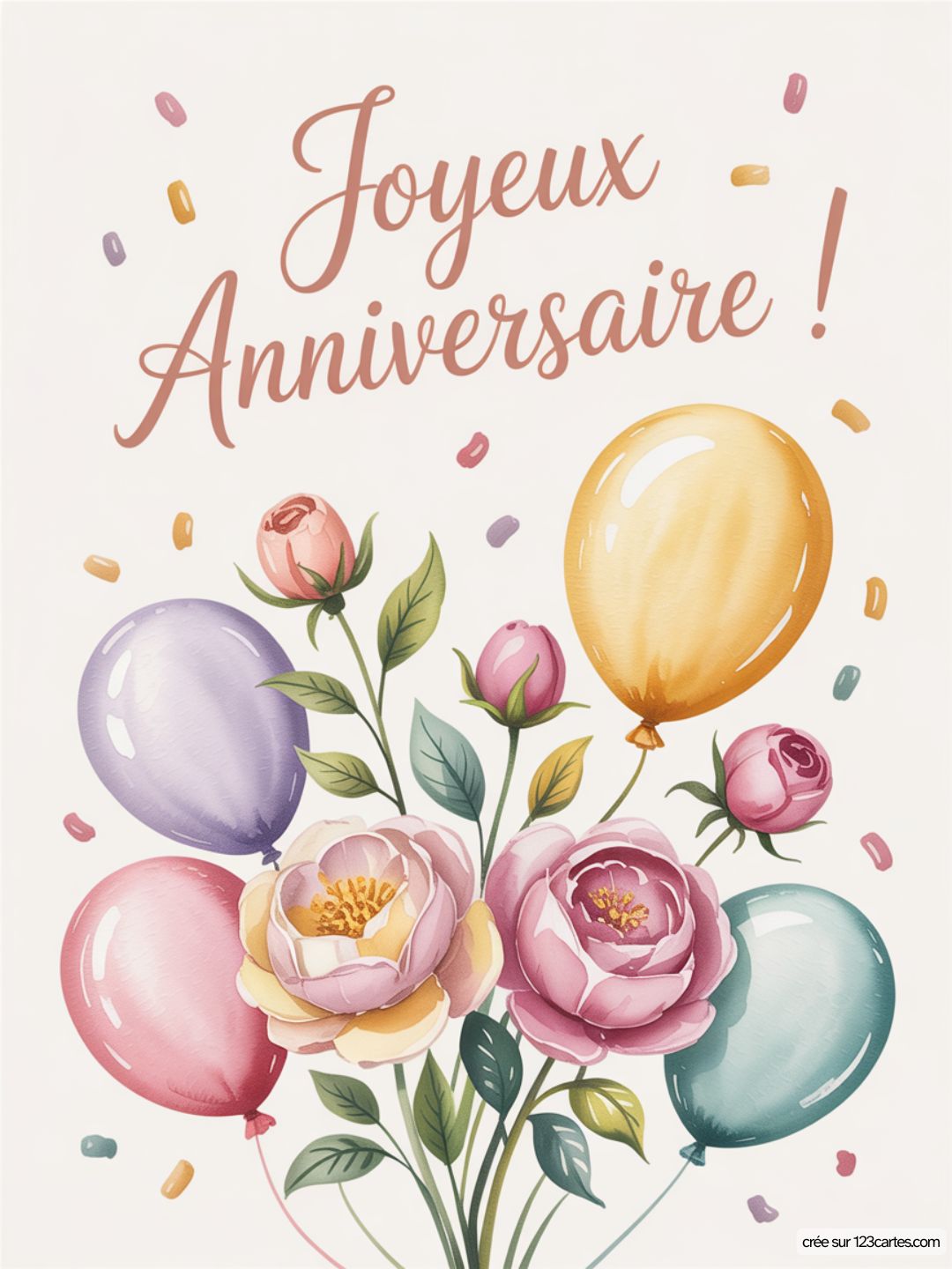 Carte Anniversaire Femme Bouquet Fleurs 07