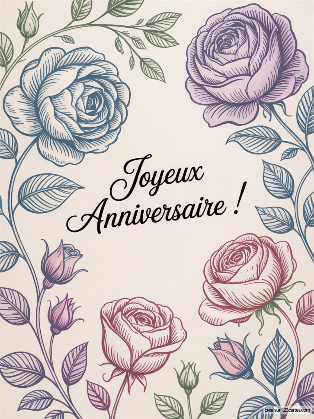 Carte Anniversaire Femme Roses 07