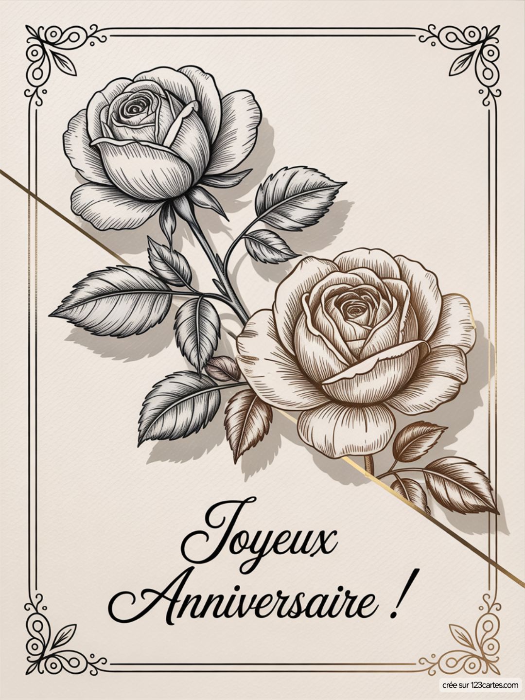 Carte Anniversaire Femme Roses 09