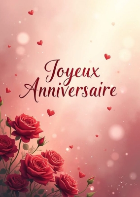 Bouquet de roses pour célébrer l'amour et les fêtes - Carte d'anniversaire